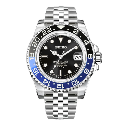 Seiko Mod GMT Batman Black Blue