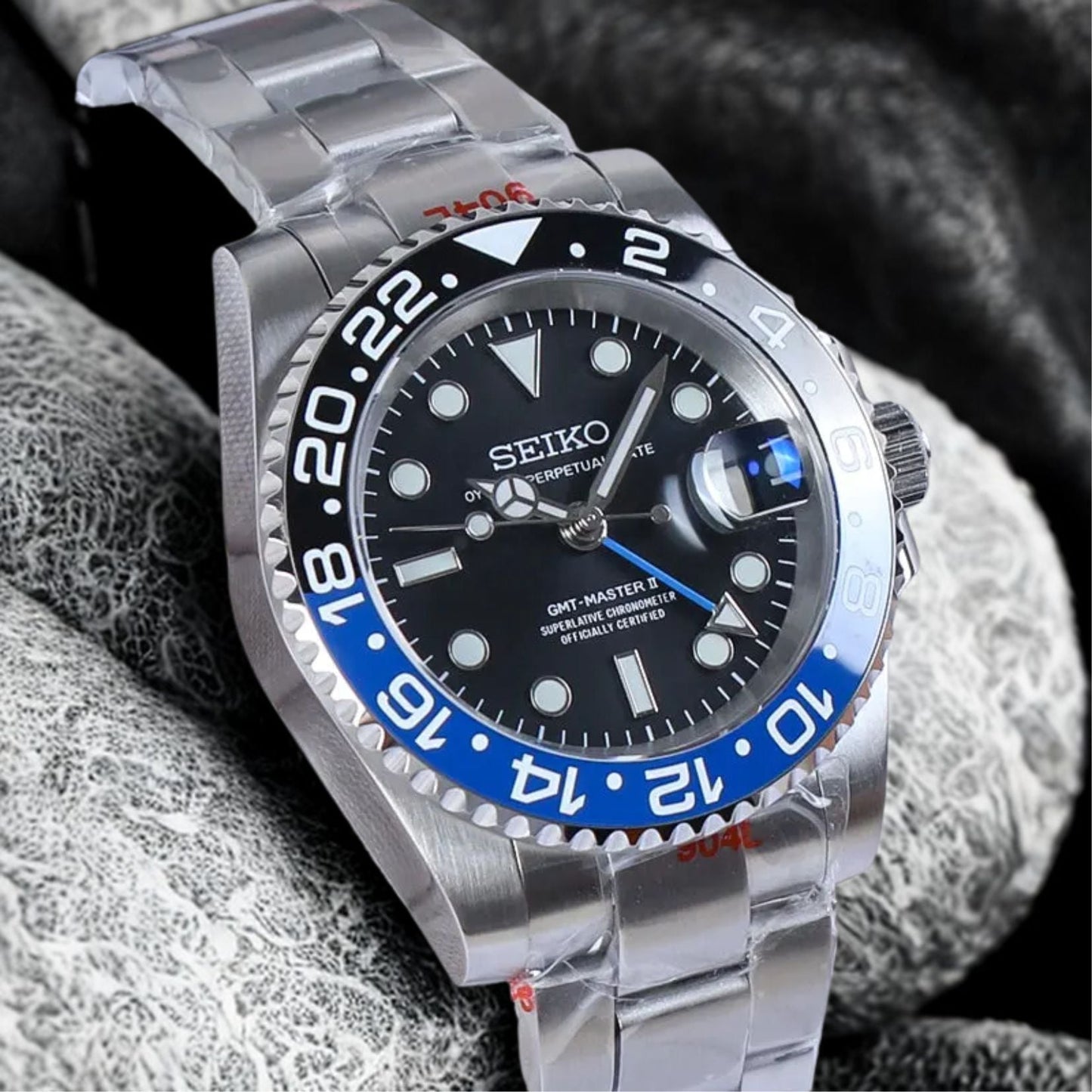 Seiko Mod GMT Batman Black Blue