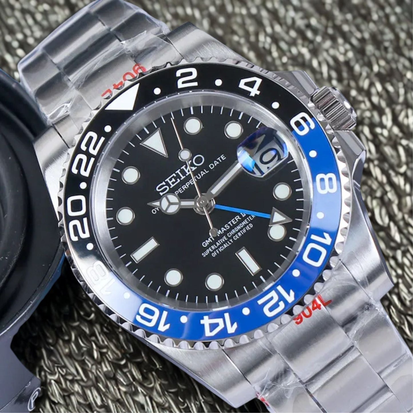 Seiko Mod GMT Batman Black Blue